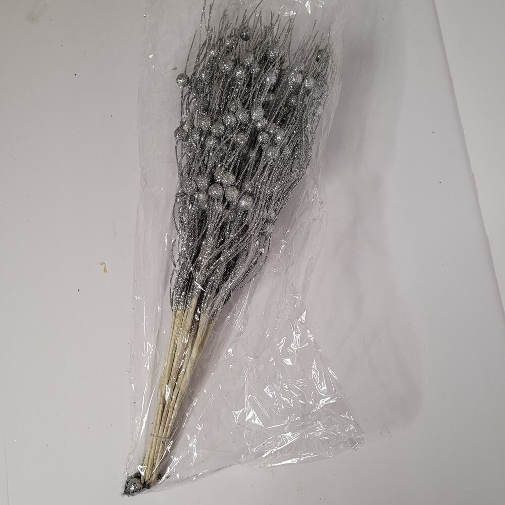 Silver Glitter Berry Stems - Holiday Home Decor Bundle